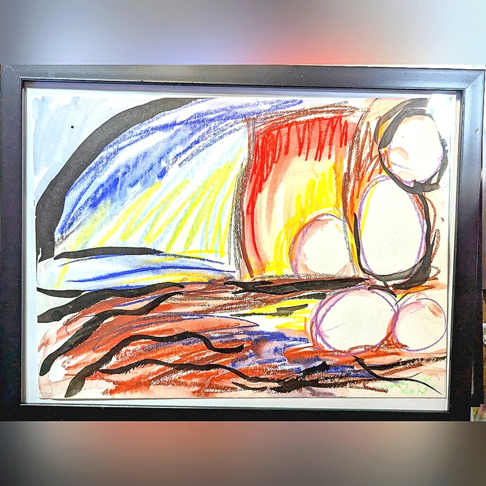 Wendy Gell Art Painting Abstract " All Eggs To Bed."